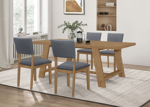 Sharon Rectangular Trestle Base Dining Table Set Blue and Brown image