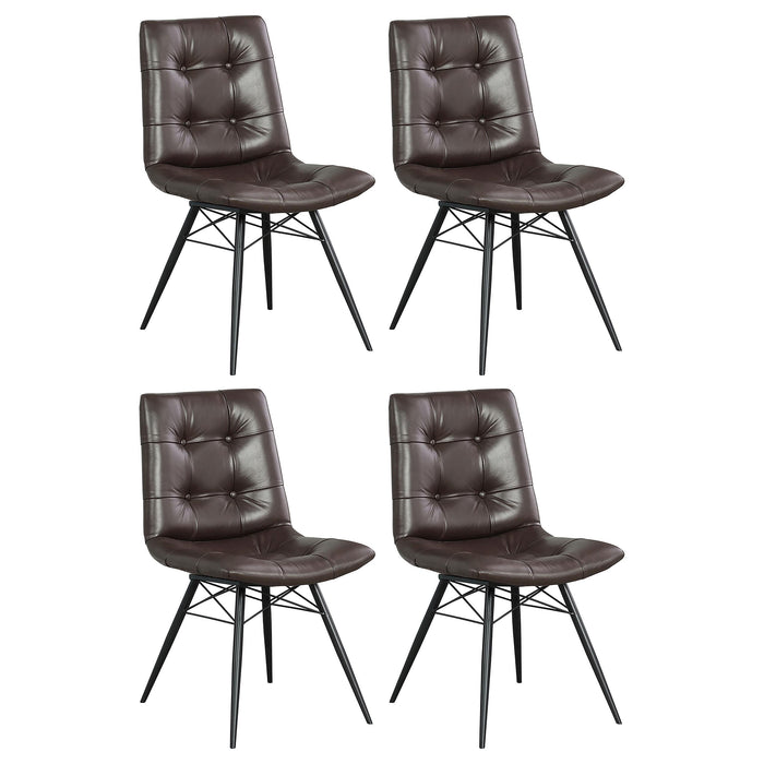 Aiken Upholstered Tufted Side Chairs Brown (Set of 4) image