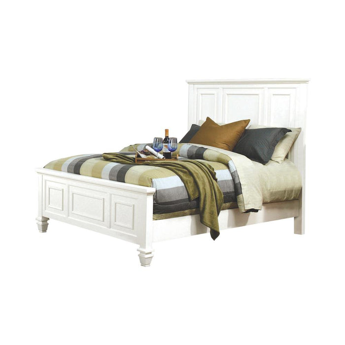 Sandy Beach Queen Panel Bed with High Headboard Cream White image