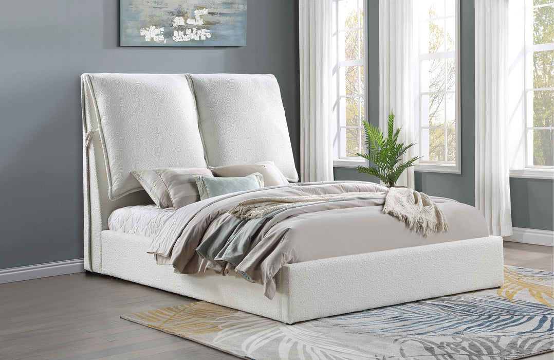 Gwendoline Upholstered Platform Bed with Pillow Headboard White