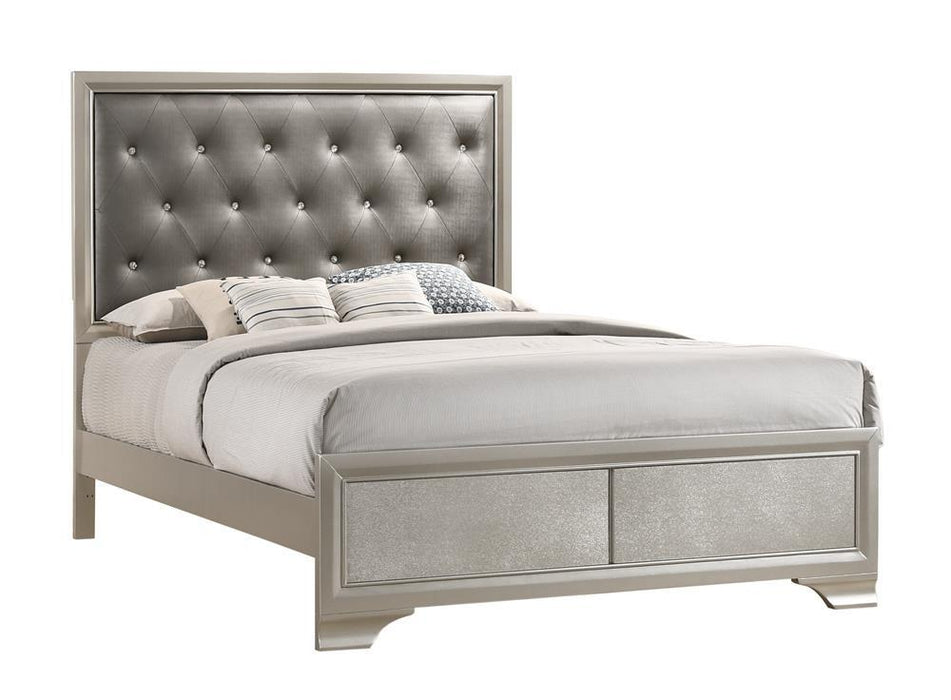 Salford Queen Panel Bed Metallic Sterling and Charcoal Grey